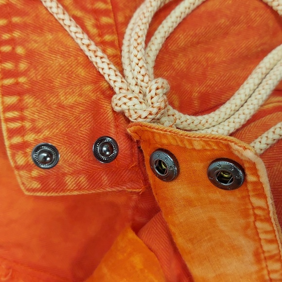 Oli & Hali Orange Acid Wash Short Cargo Style Mini Shorts 7-Pockets Womens Large - Picture 10 of 12